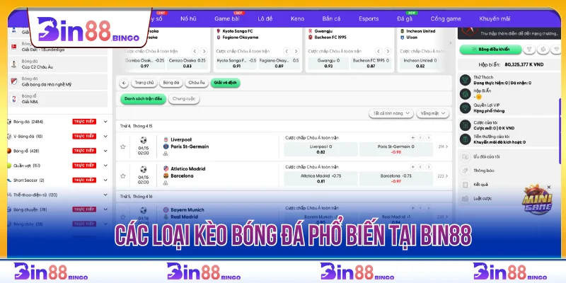 Các loại kèo bóng đá phổ biến tại BIN88