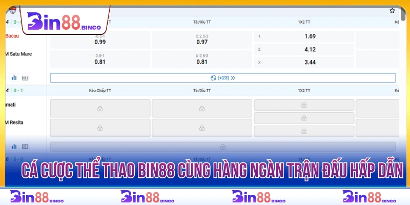 Người chơi cá cược thể thao BIN88 cùng hàng ngàn trận đấu hấp dẫn 